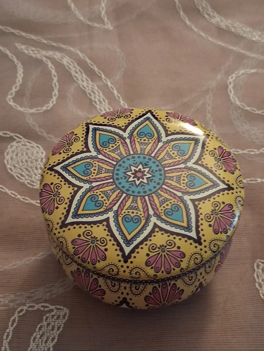Yellow Boho-Style Metal Tin Candle